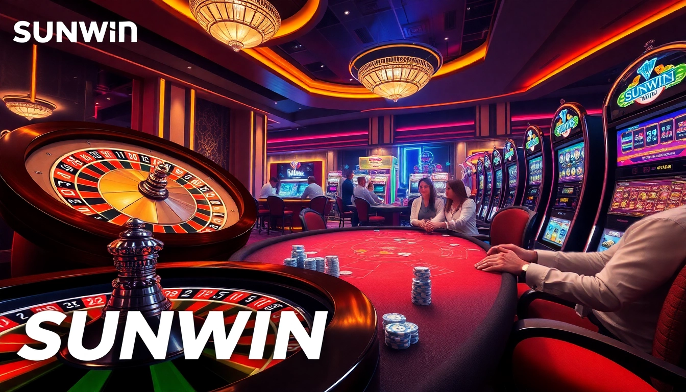 SUNWIN offers an exhilarating casino experience with vibrant roulette wheels and engaging poker tables.