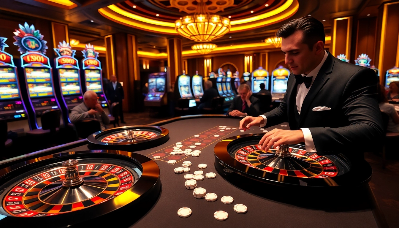 Players enjoying a thrilling game at S8.COM casino with vibrant tables and excitement.