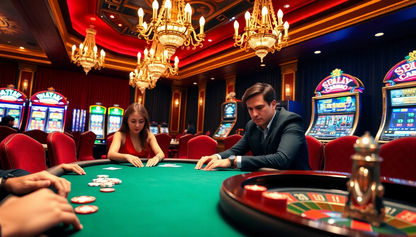 Exciting casino scene depicting poker at https://tg88a.baby/ with vibrant tables, chips, and players in action.