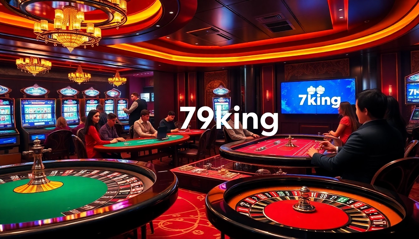 Experience the excitement of 79king in a luxurious casino setting with vibrant gaming tables.