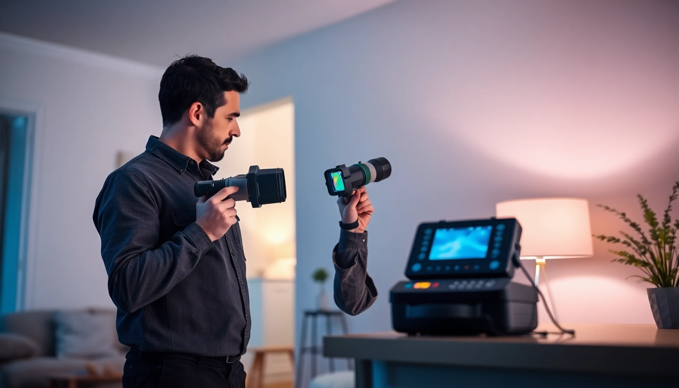 Advanced water leak detection in a modern home using thermal imaging technology to identify hidden leaks.