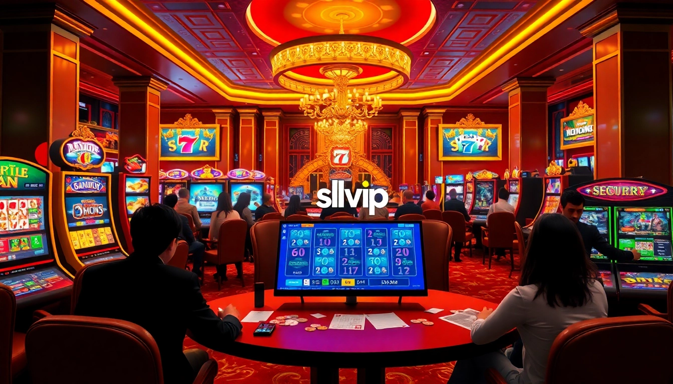 Players enjoying the vibrant online gaming experience at slvip casino with interactive slot machines.