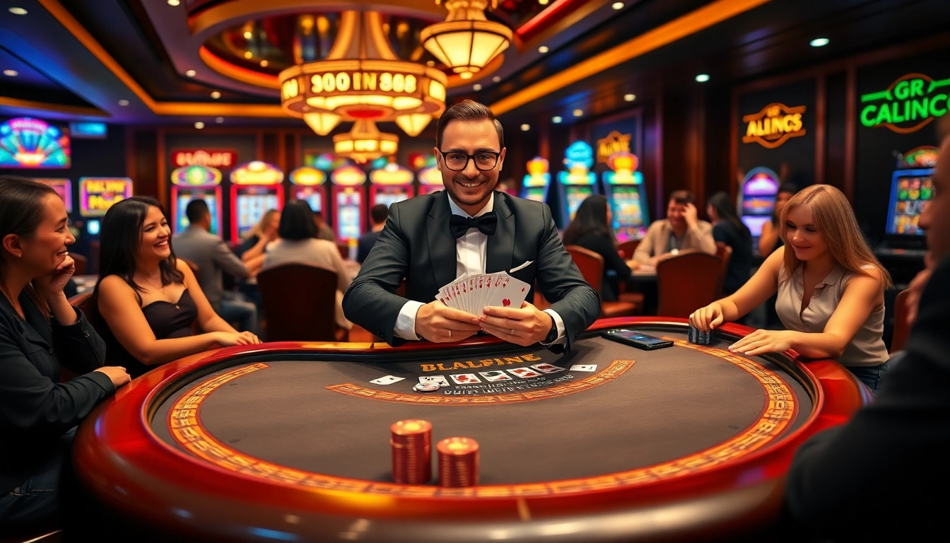 Players enjoying a game of blackjack at GG 88 casino, showcasing excitement and luxury.