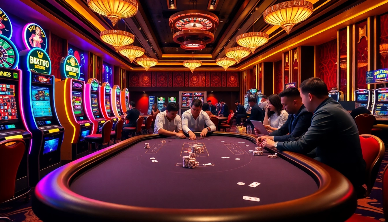 Engage in high-stakes poker at sx88's luxurious casino environment with vibrant gaming and roulette.