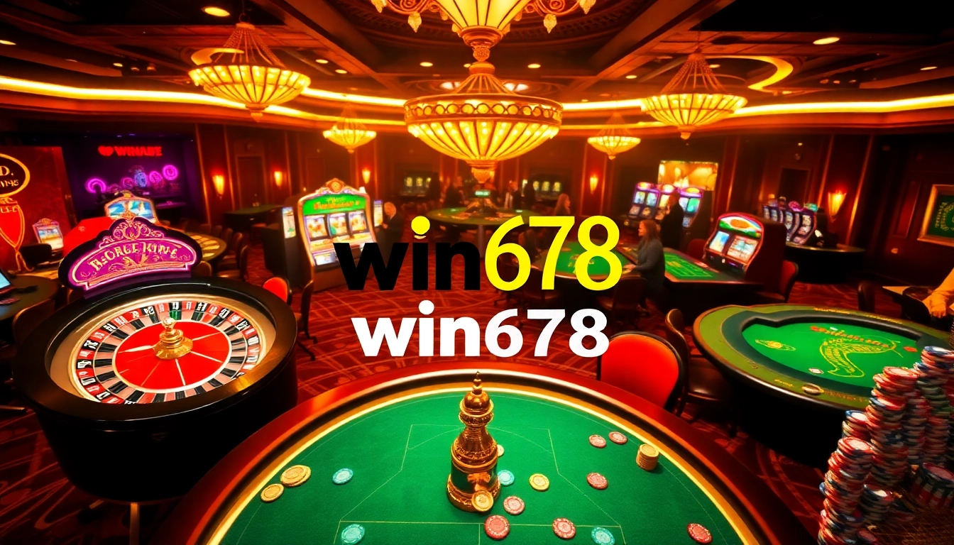 Players enjoying high-stakes games at a dazzling win678 casino, filled with excitement and glamour.
