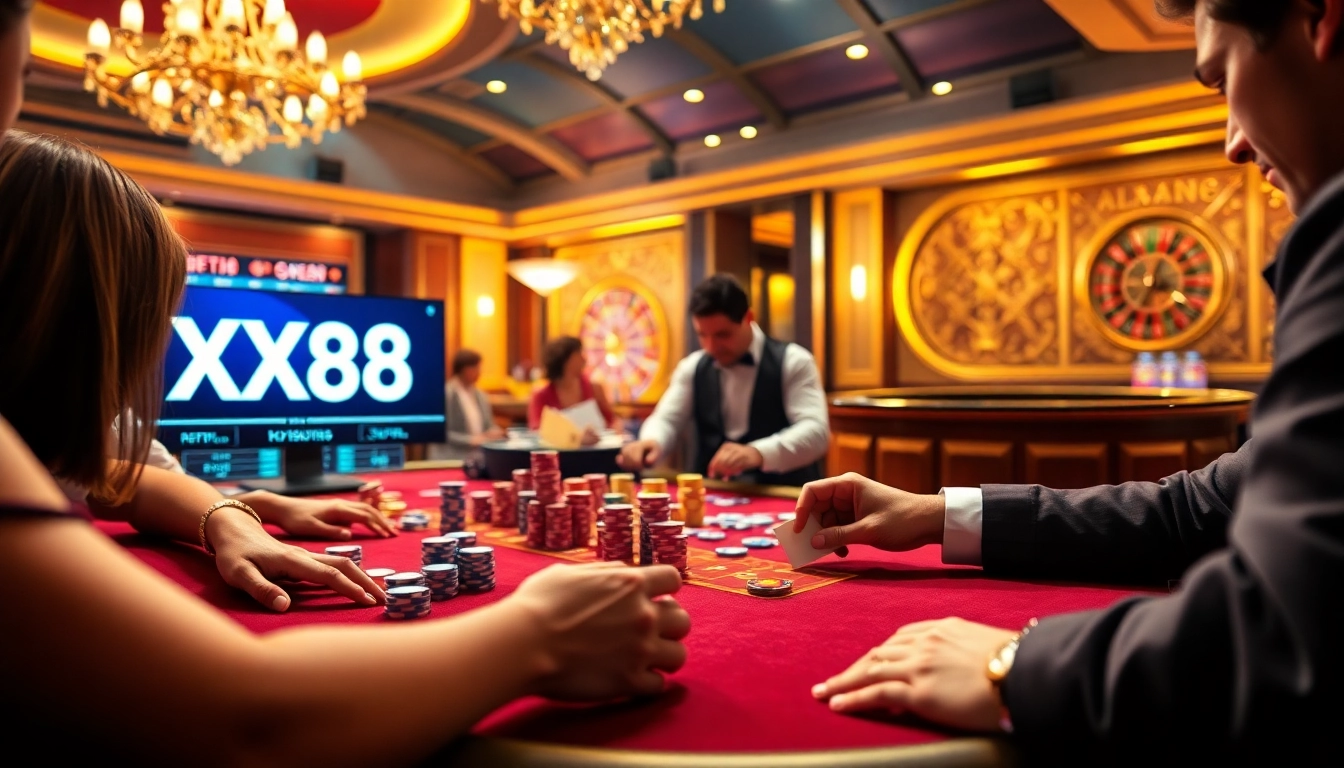 Experience the thrill of gambling with XX88 at a luxurious casino poker table.