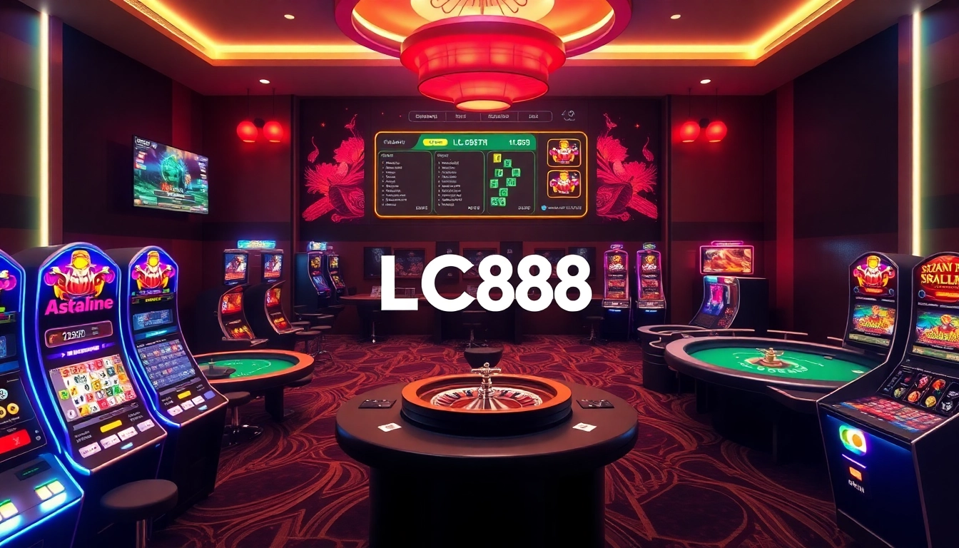 Engaging gambling scene highlighting Nhà cái LC88 with vibrant casino games and betting options.