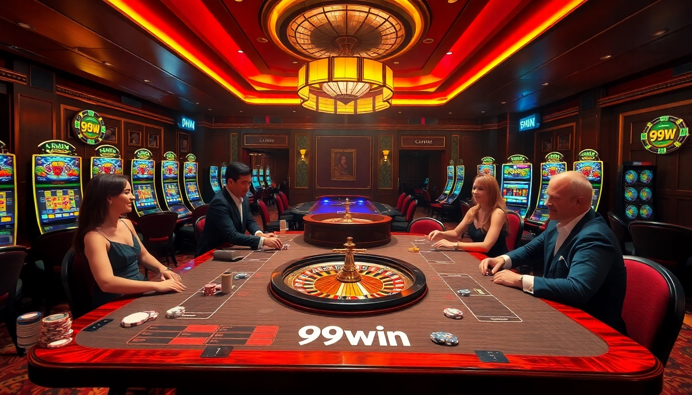 Experience the thrill of winning at 99win with vibrant slot machines and engaging casino tables.
