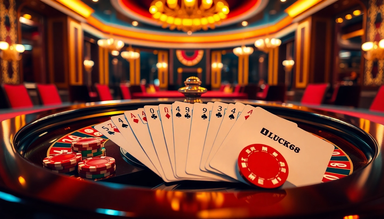 Trải nghiệm lối chơi đầy hồi hộp tại LUCK8 với những đồng chip poker sang trọng và bàn casino thanh lịch.
