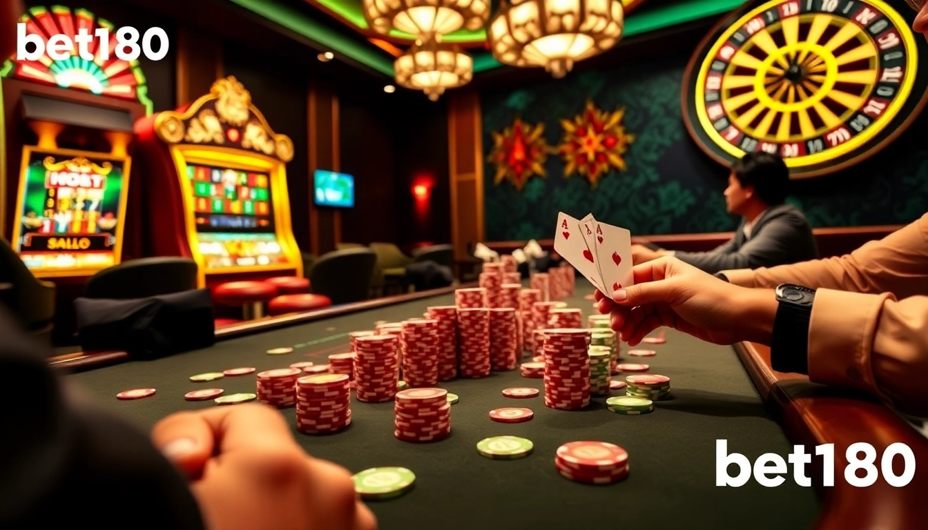 Experience the thrill of bet168 at a luxurious poker table with vibrant casino elements.