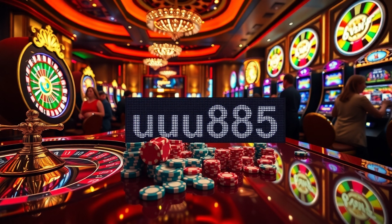 Experience high-stakes gambling with uuu885 amidst vibrant casino games and excitement.