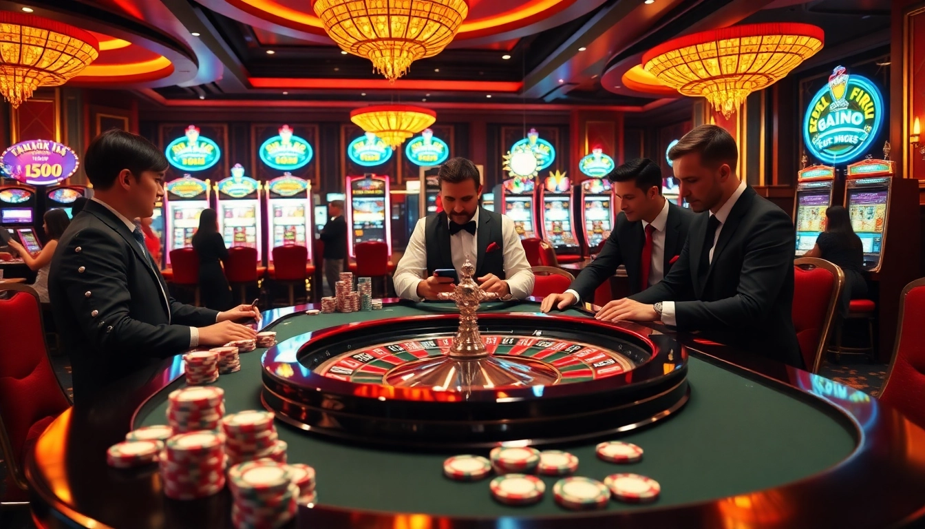 Experience thrilling gameplay with Kp88 link as players engage at a luxurious casino table.
