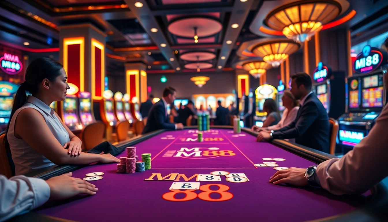 Experience the excitement at the MM 88 poker table with vibrant colors and professional atmosphere.
