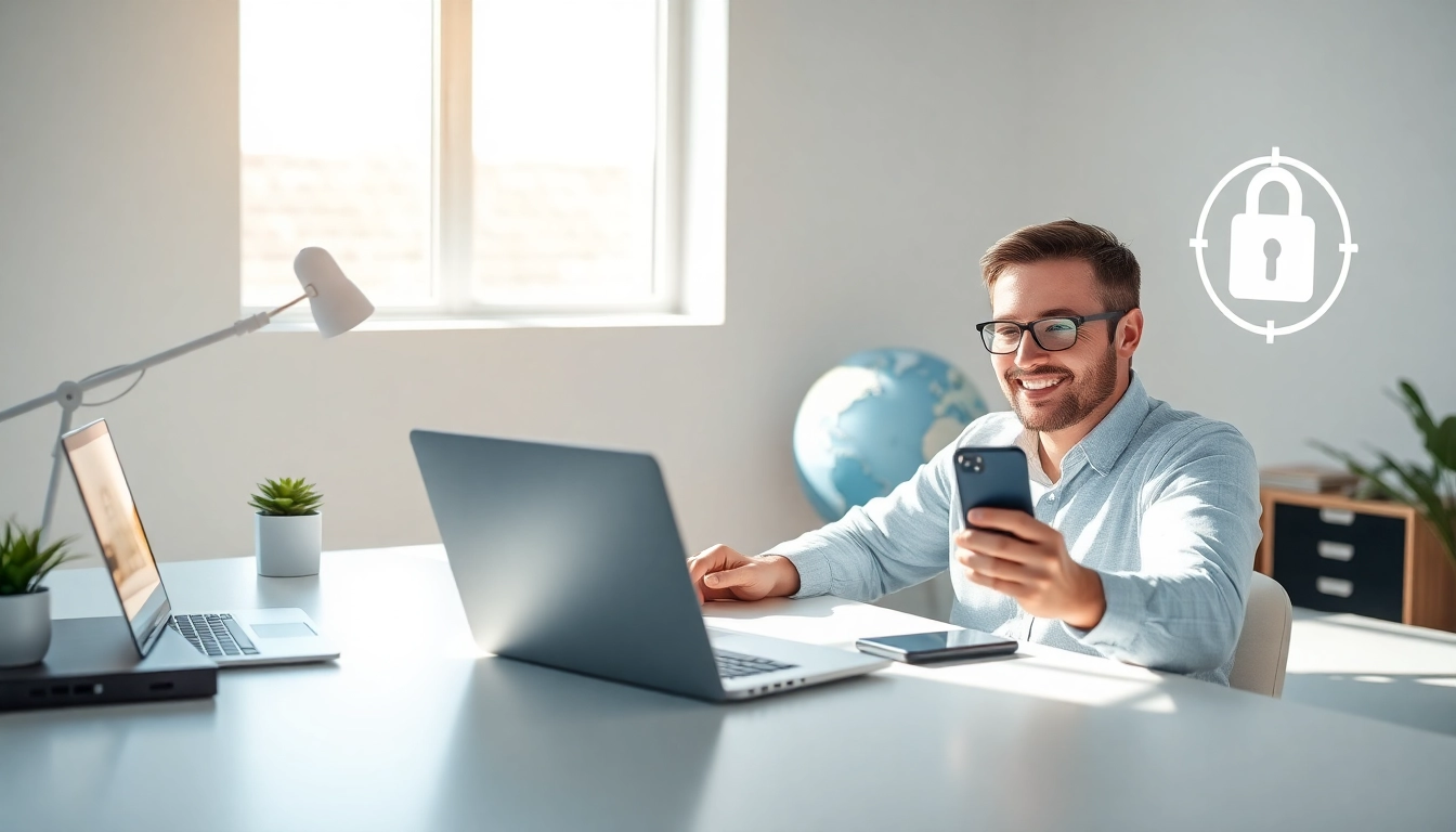 使用快连VPN的用户在多设备上连接全球服务器，突出速度与安全性。