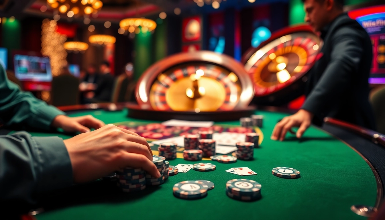 Experience the thrilling vz99 casino gameplay with players engaging at a luxurious poker table.