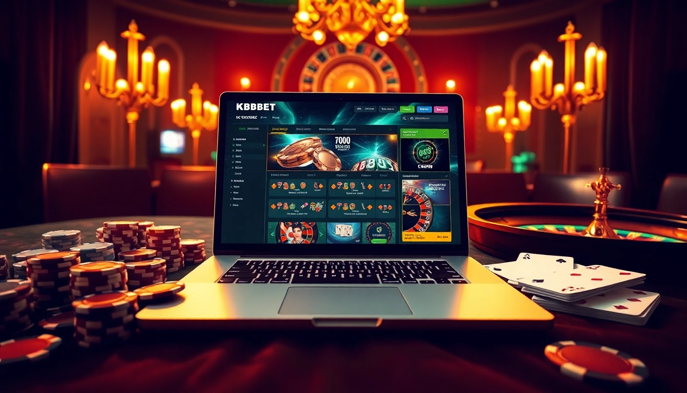 KBBET online gaming scene showcasing casino elements and vibrant gameplay excitement.