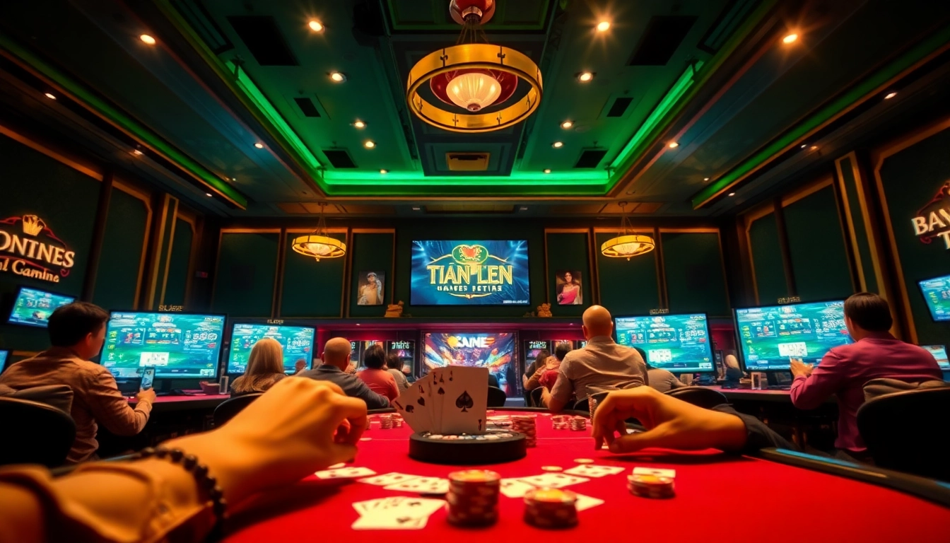 Online gaming scene showcasing topgamebaidoithuong.mx with players enjoying card games in a vibrant virtual casino.