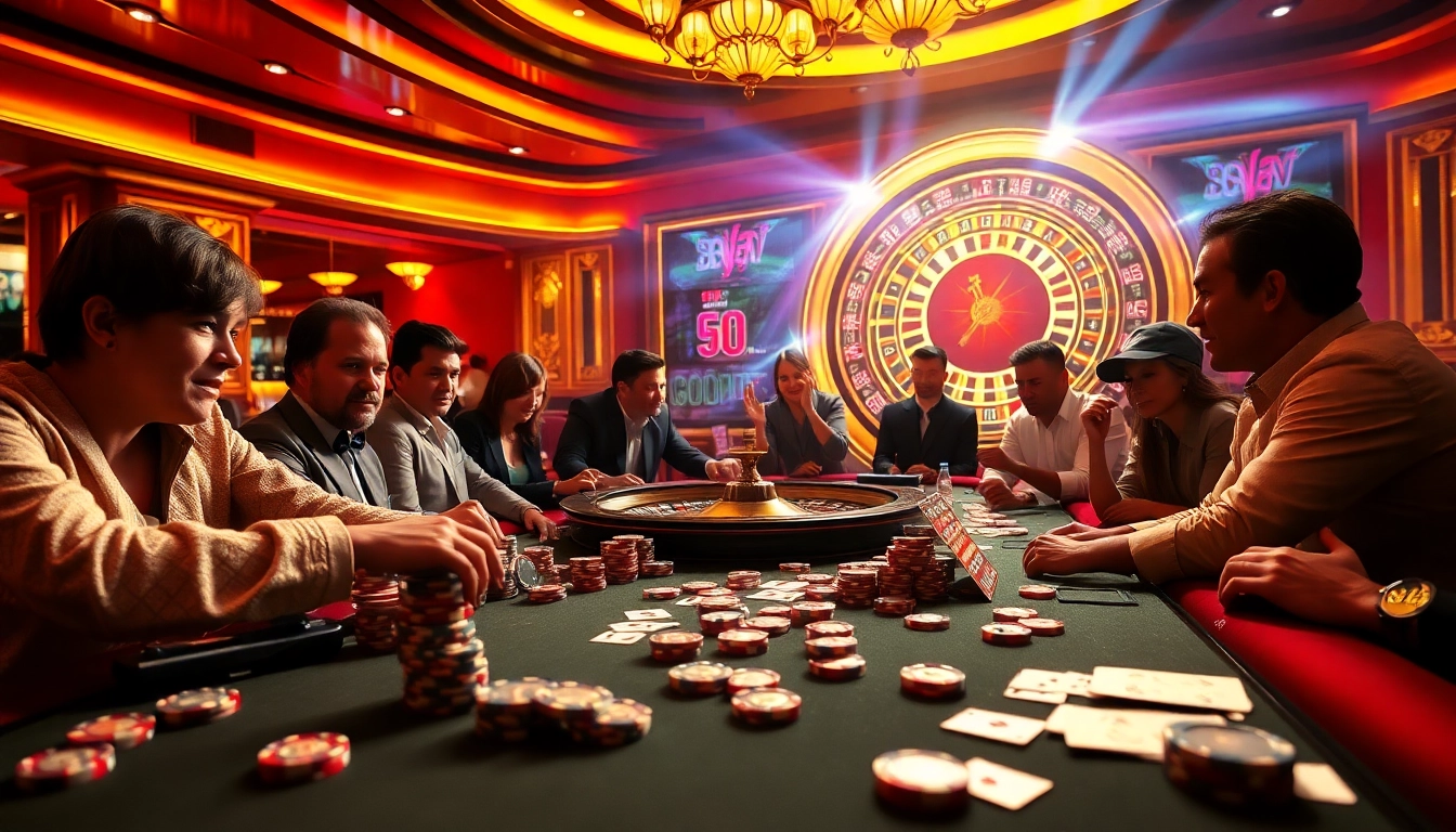 Winning at new88bet casino table with poker chips and cards in a luxurious atmosphere.
