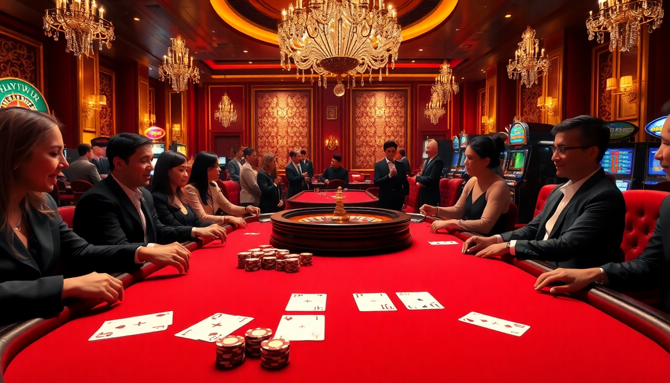 Players engaging in a high-stakes poker game at the luxurious haywin casino.