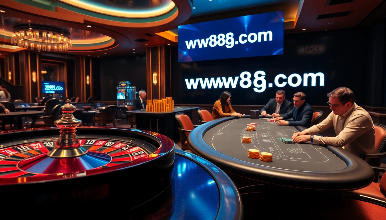 Experience the excitement of casino gaming at http://ww88tg.com/ featuring poker tables and roulette wheels.