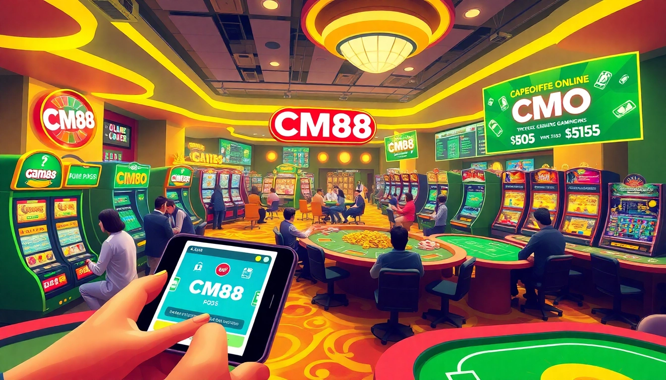 Exciting CM88 online casino atmosphere with players engaging in games.