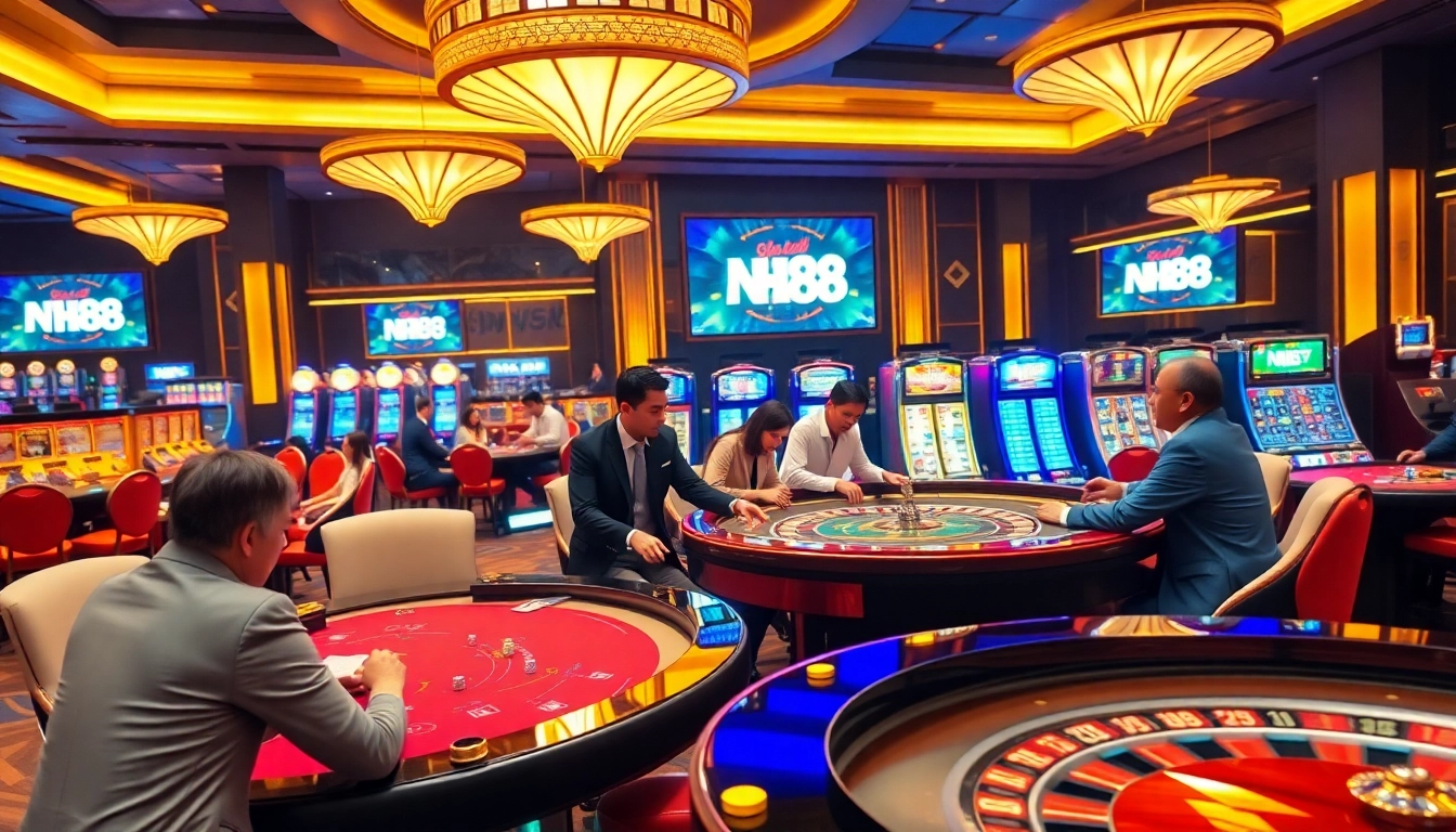 Engage in thrilling gameplay at NH88's luxurious casino venue filled with vibrant games and exciting offers.