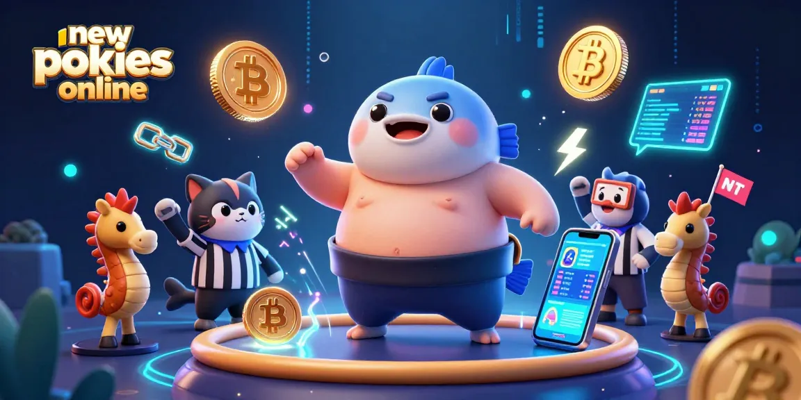 Play new pokies online in a dynamic underwater scene featuring a fugu and vibrant crypto elements.